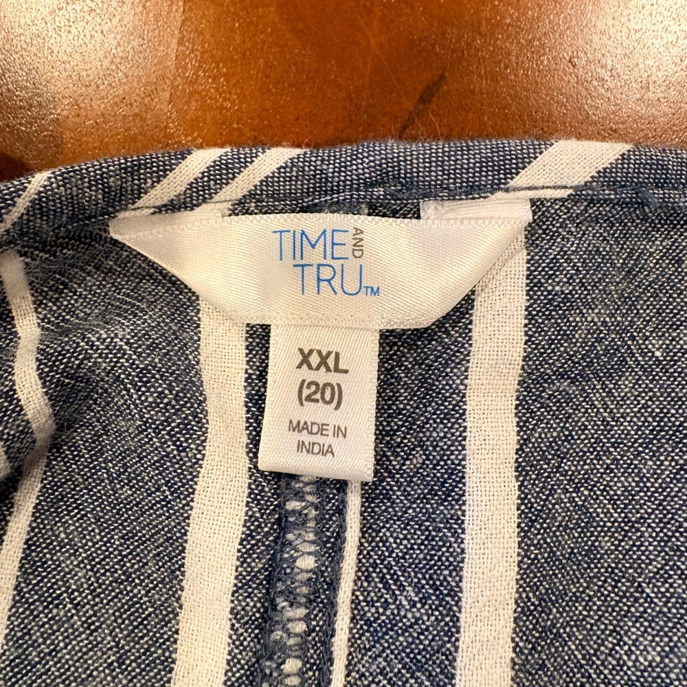 Time and Tru Navy Striped Women's Blouse, size XXL - Picture 3 of 5